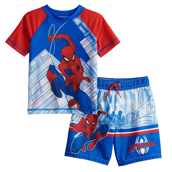 Toddler Boy Spider-Man Rashguard & Swim Trunks Set