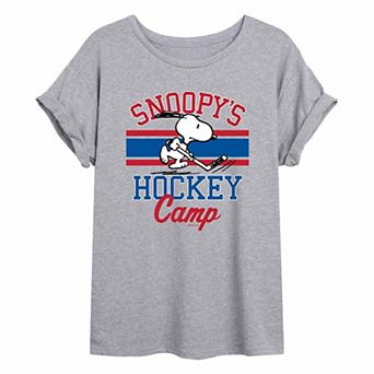 Juniors' Peanuts Snoopy's Hockey Camp Oversized Tee
