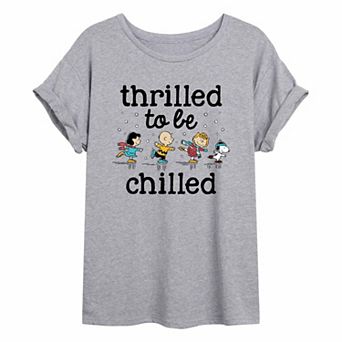 Juniors' Peanuts "Thrilled To Be Chilled" Ice Skating Oversized Tee