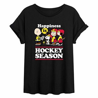 Juniors' Peanuts "Happiness Is Hockey Season" Oversized Tee