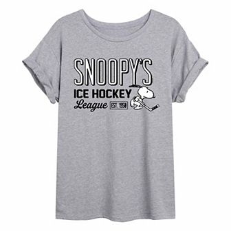 Juniors' Peanuts Ice Hockey Oversized Tee