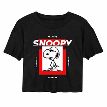 Juniors' Peanuts Snoopy Mood Cropped Tee