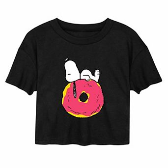 Juniors' Peanuts Donut Cropped Tee