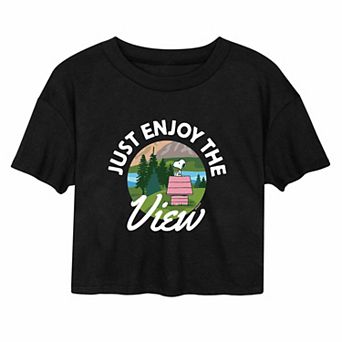 Juniors' Peanuts "Just Enjoy The View" Cropped Tee