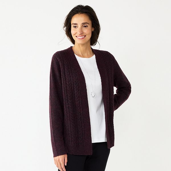 Petite Croft & Barrow® Extra Cozy Cable Cardigan