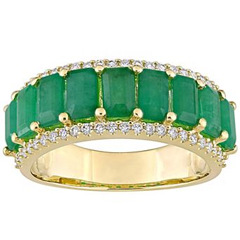 Stella Grace 14k Gold Emerald & 1/3 Carat T.W. Diamond Semi-Eternity Ring