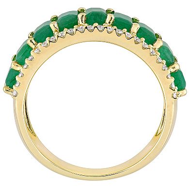 Stella Grace 14k Gold Emerald & 1/3 Carat T.W. Diamond Semi-Eternity Ring