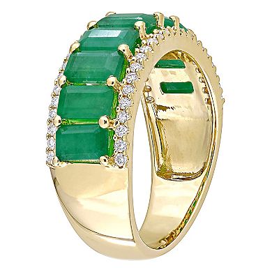 Stella Grace 14k Gold Emerald & 1/3 Carat T.W. Diamond Semi-Eternity Ring