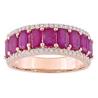 Stella Grace 14k Rose Gold Ruby & 1/3 Carat T.W. Diamond Semi-Eternity Ring