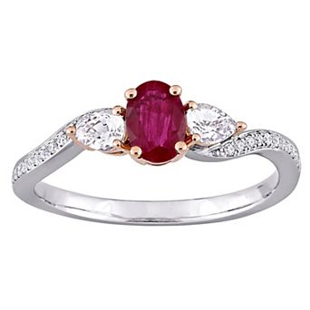 Stella Grace 14k Two Tone Gold Ruby, White Sapphire & Diamond Accent Ring