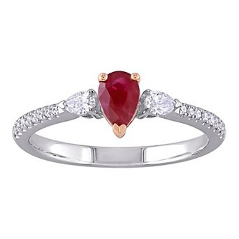 Stella Grace 14k Two Tone Gold Ruby & 1/4 Carat T.W. Diamond Ring