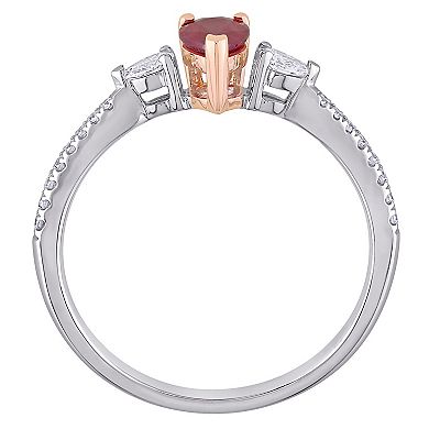 Stella Grace 14k Two Tone Gold Ruby & 1/4 Carat T.W. Diamond Ring