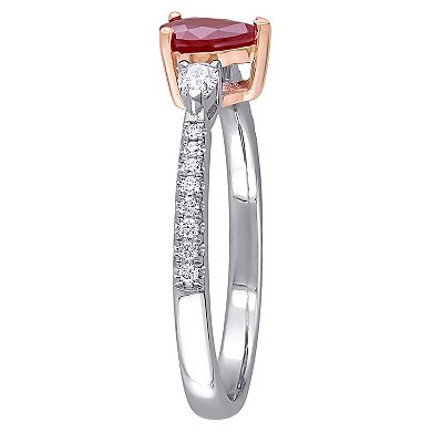 Stella Grace 14k Two Tone Gold Ruby & 1/4 Carat T.W. Diamond Ring