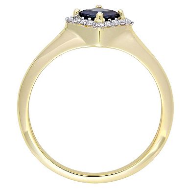 Stella Grace 14k Gold Sapphire & 1/10 Carat T.W. Diamond Halo Ring