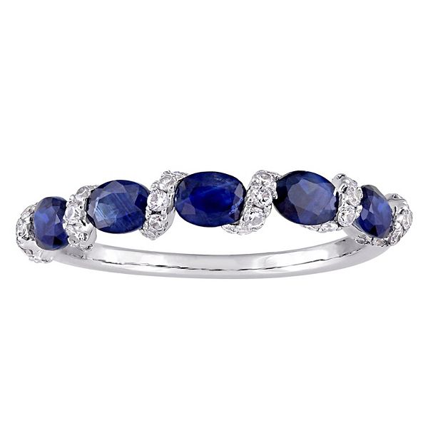 Stella Grace 14k White Gold Sapphire & 1/4 Carat T.W. Diamond Semi ...