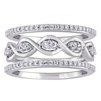 Stella Grace 14k White Gold White Sapphire & 1/4 Carat T.W. Diamond Ring Set