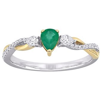 Stella Grace 14k Two Tone Gold Emerald & 1/5 Carat T.W. Diamond Infinity Ring