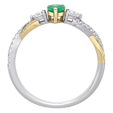 Stella Grace 14k Two Tone Gold Emerald & 1/5 Carat T.W. Diamond Infinity Ring