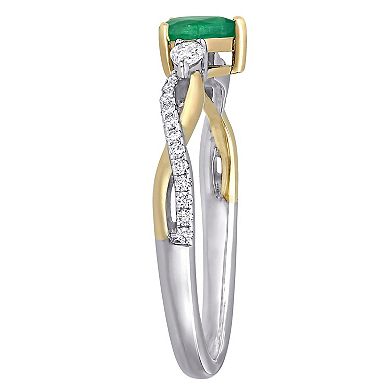 Stella Grace 14k Two Tone Gold Emerald & 1/5 Carat T.W. Diamond Infinity Ring