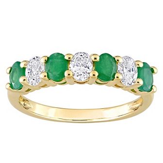Stella Grace 14k Gold Emerald & 1/2 Carat T.W. Diamond Semi-Eternity Ring
