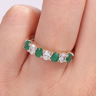 Stella Grace 14k Gold Emerald & 1/2 Carat T.W. Diamond Semi-Eternity Ring