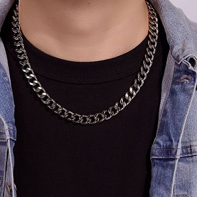 Men's LYNX Stainless Steel 11 mm Curb Chain Necklace