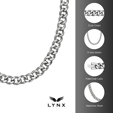 Men's LYNX Stainless Steel 11 mm Curb Chain Necklace