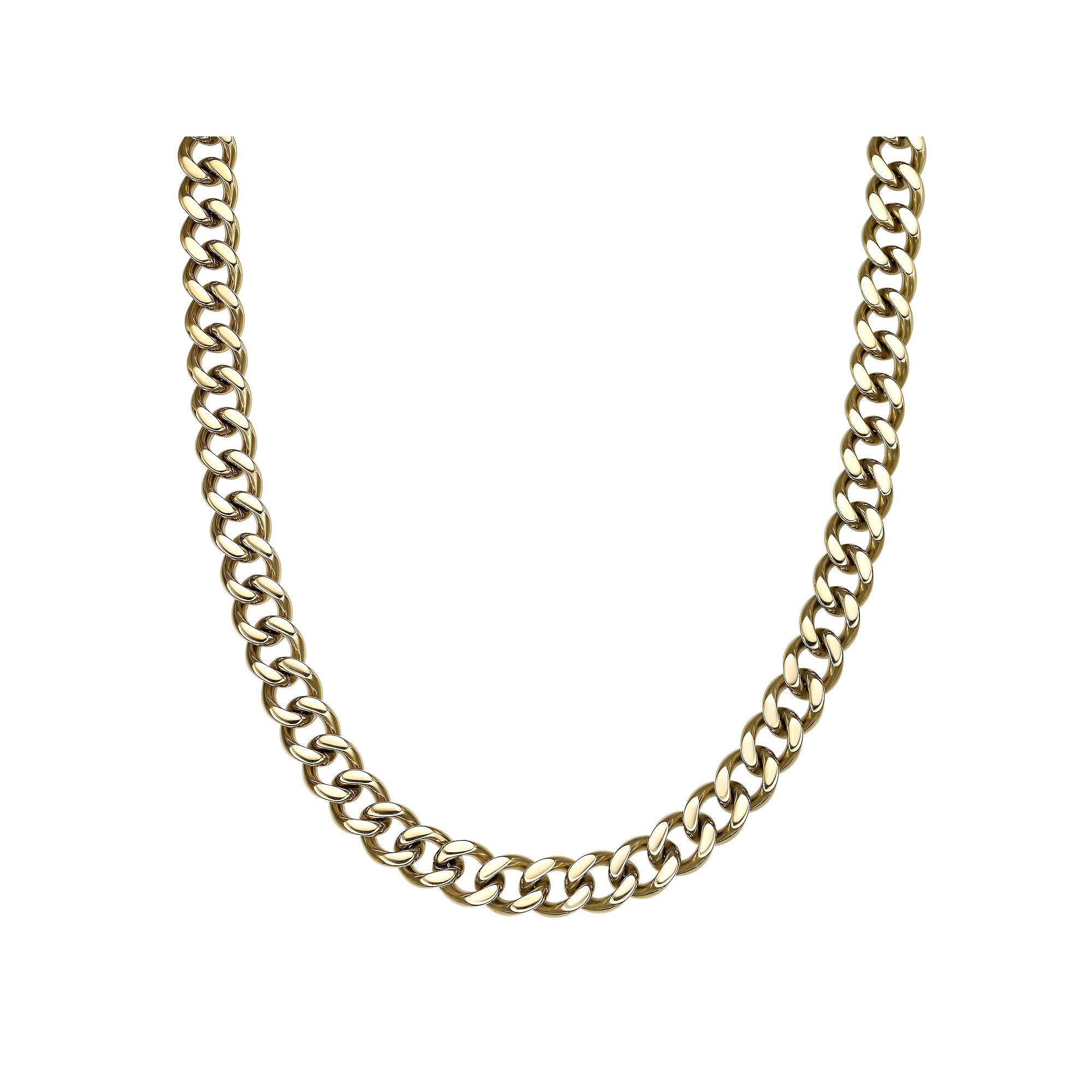 Mens LYNX Stainless Steel 11 mm Curb Chain Necklace, Size: 20, Gold Ton