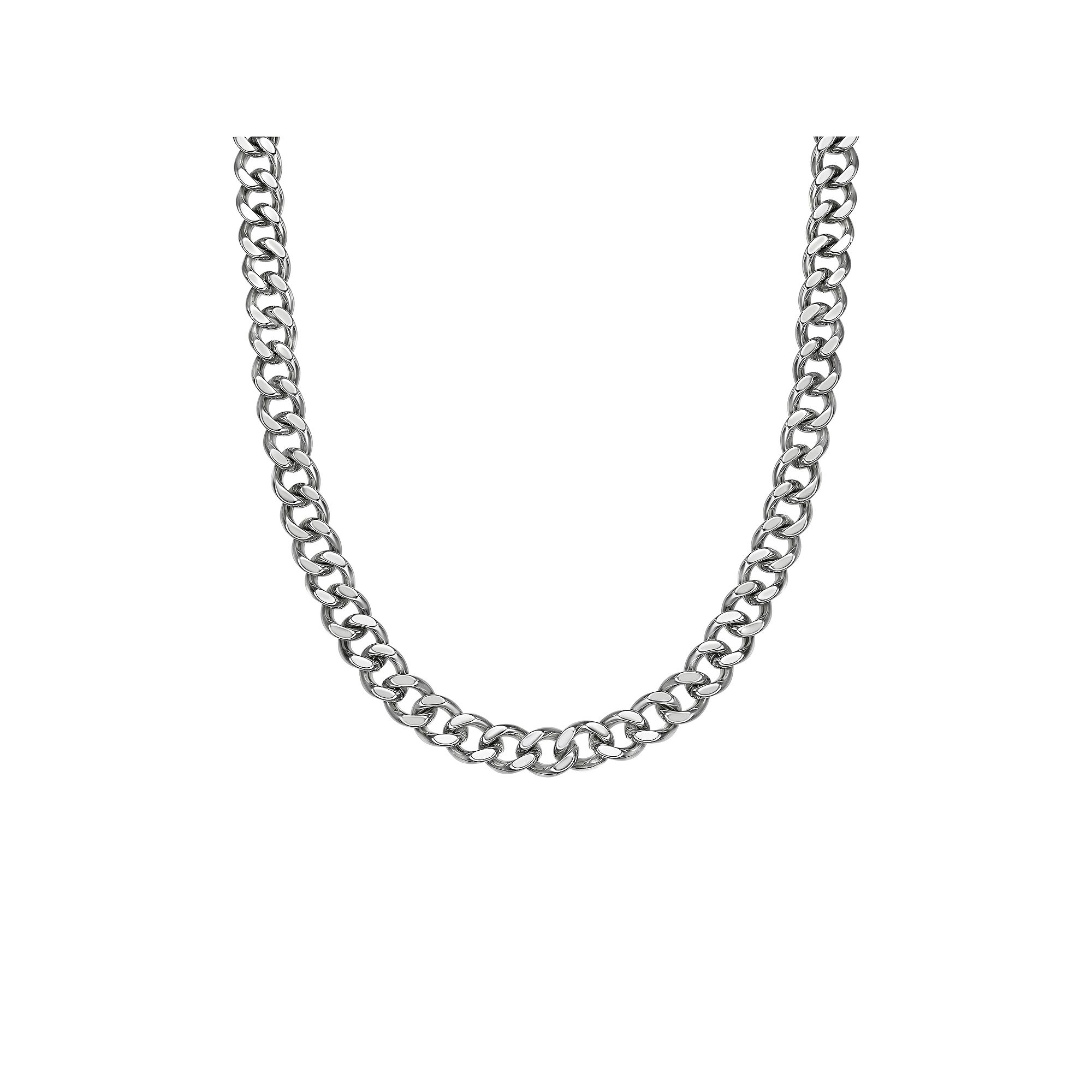 Mens LYNX Stainless Steel 11 mm Curb Chain Necklace, Size: 22