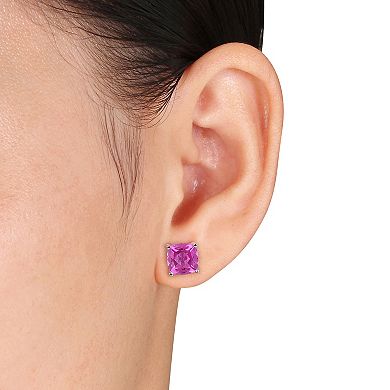 Stella Grace Sterling Silver Lab-Created Ruby, Lab-Created Blue & Pink Sapphire 3-Piece Stud Earring Set