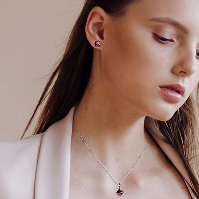 Stella Grace Sterling Silver Lab-Created Ruby Stud Earrings & Pendant Necklace Set