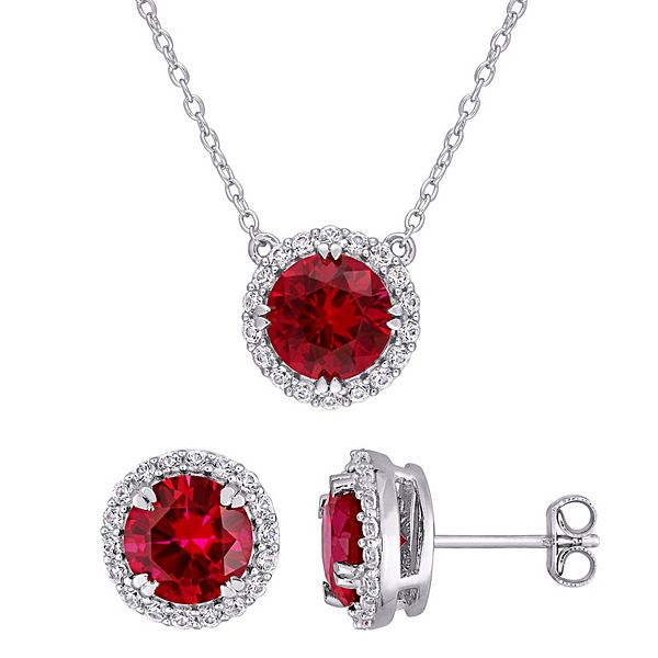 Stella Grace Sterling Silver Lab-Created Ruby & Lab-Created White ...