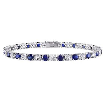 Stella Grace Sterling Silver Lab-Created Blue & White Sapphire Tennis Bracelet