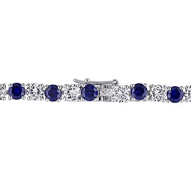 Stella Grace Sterling Silver Lab-Created Blue & White Sapphire Tennis Bracelet