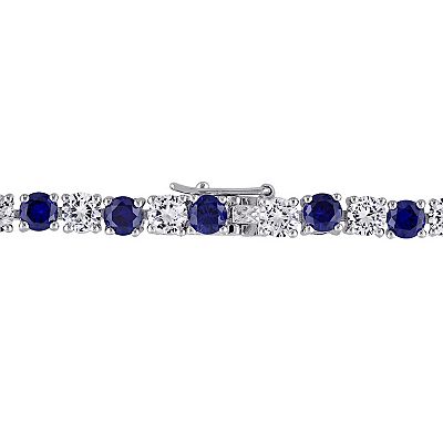 Stella Grace Sterling Silver Lab-Created Blue & White Sapphire Tennis  Bracelet