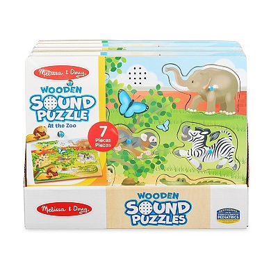 Melissa & Doug Sound Puzzle Assortment in Display - Farm Zoo Vehicles