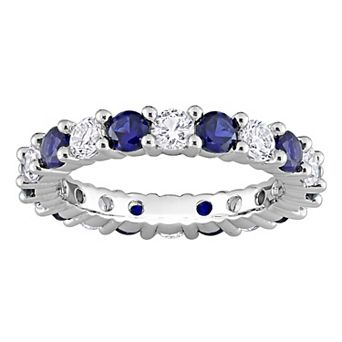Stella Grace Sterling Silver Lab-Created Blue & White Sapphire Eternity Ring