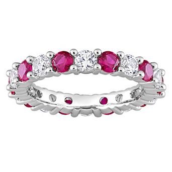 Stella Grace Sterling Silver Lab-Created Ruby & Lab-Created White Sapphire Eternity Ring