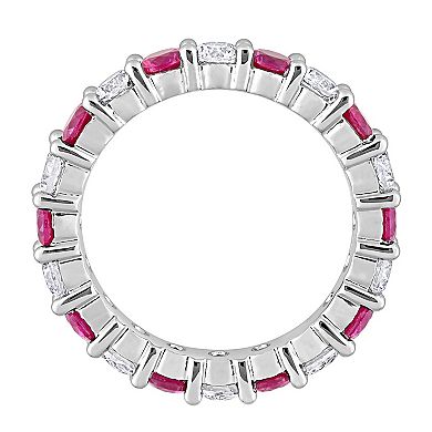 Stella Grace Sterling Silver Lab-Created Ruby & Lab-Created White Sapphire Eternity Ring