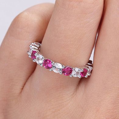Stella Grace Sterling Silver Lab-Created Ruby & Lab-Created White Sapphire Eternity Ring