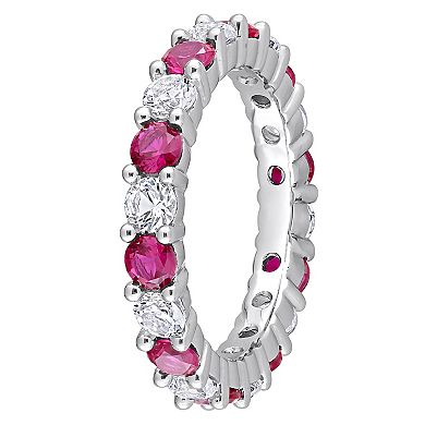 Stella Grace Sterling Silver Lab-Created Ruby & Lab-Created White Sapphire Eternity Ring