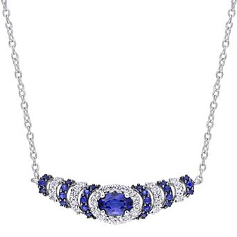 Stella Grace Sterling Silver Lab-Created Blue & White Sapphire Statement Necklace
