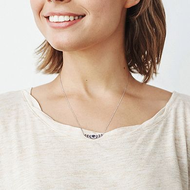 Stella Grace Sterling Silver Lab-Created Blue & White Sapphire Oval Necklace Black Rhodium