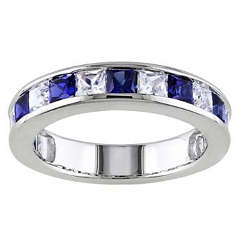 Stella Grace Sterling Silver Lab-Created Blue & White Sapphire Anniversary Band