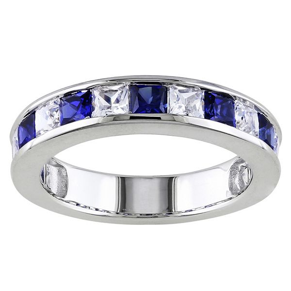 Stella Grace Sterling Silver Lab-Created Blue & White Sapphire ...