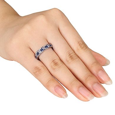 Stella Grace Sterling Silver Lab-Created Blue & White Sapphire Anniversary Band