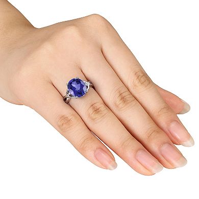 Stella Grace Sterling Silver Lab-Created Sapphire & Diamond Accent Cocktail Ring