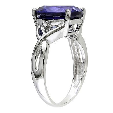 Stella Grace Sterling Silver Lab-Created Sapphire & Diamond Accent Cocktail Ring