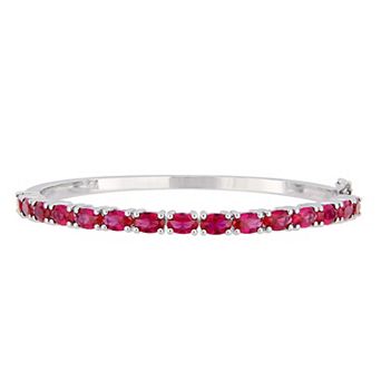 Stella Grace Sterling Silver Lab-Created Ruby Bangle Bracelet