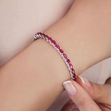 Stella Grace Sterling Silver Lab-Created Ruby Bangle Bracelet